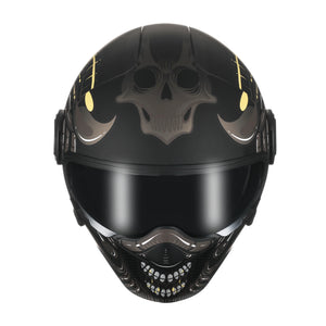 Casque moto modulable rétro noir avec double écran - vue - vue 2