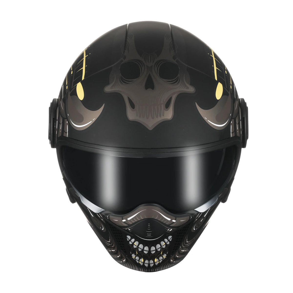 Casque moto modulable rétro noir avec double écran - vue - vue 2