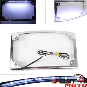 Encadrement de plaque d'immatriculation chromé avec éclairage LED pour moto - vue 7