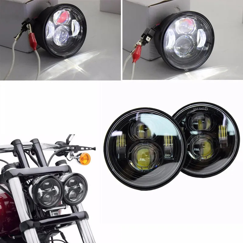 Double phare LED rond pour Harley-Davidson Dyna Fat Bob FXDF - vue 1