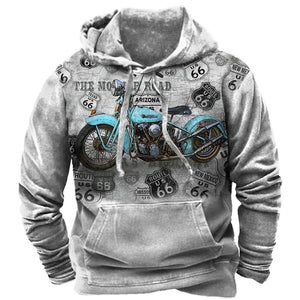 Sweat à Capuche Oversize Homme Imprimé 3D Moto Route 66 - vue 10