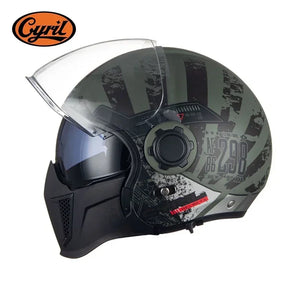 Casque moto modulable rétro noir avec double écran - vue - vue 15