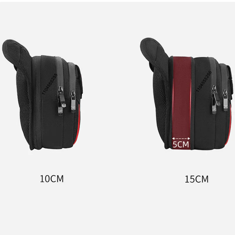 Sac banane moto noir porté à la cuisse - vue - vue 4