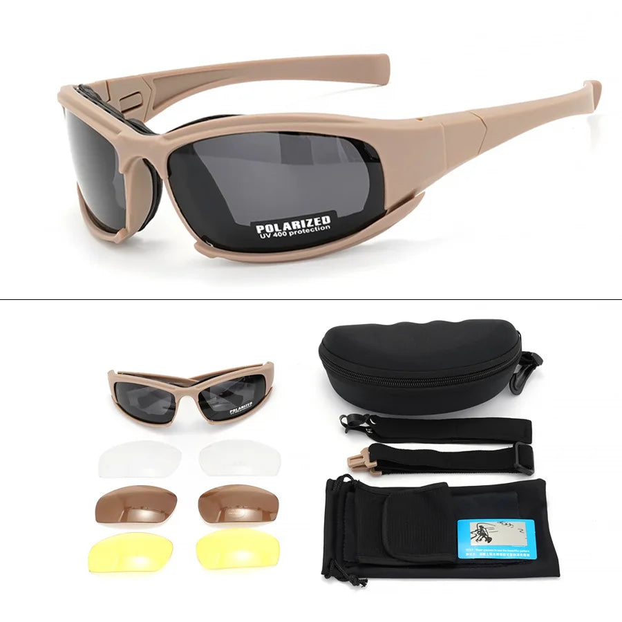 Lunettes Tactiques Polarisées 4 Verres Sport Plein Air