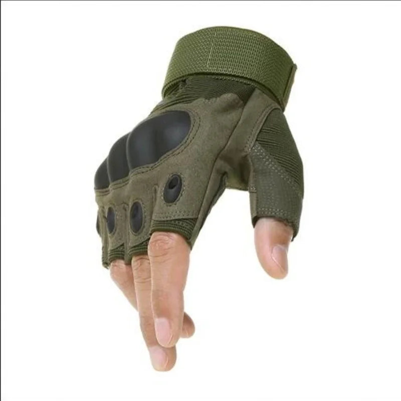 Gants tactiques mi-doigts noirs, vue de dessus - vue 9