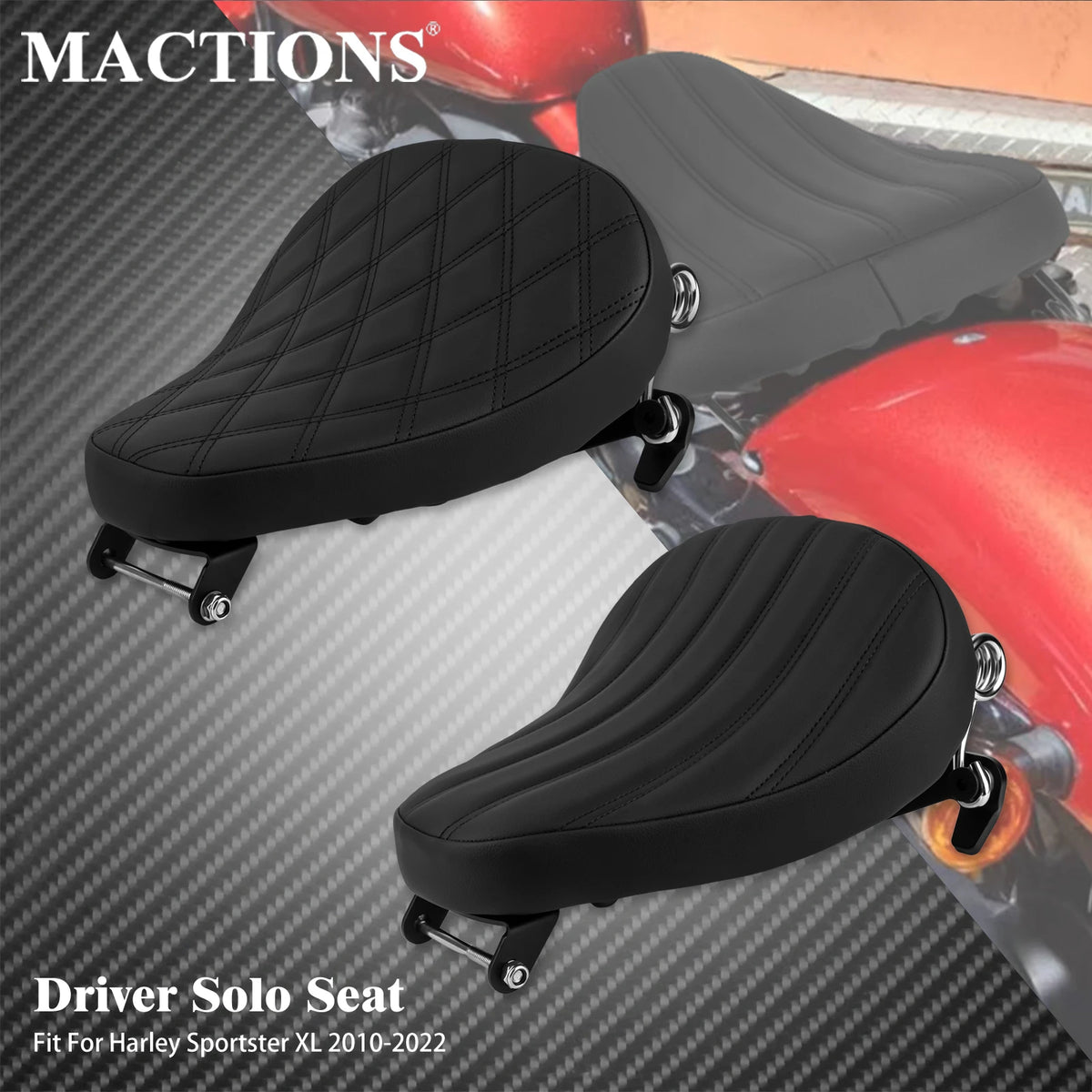 Selle solo conducteur en cuir noir pour Harley-Davidson Sportster XL1200/Forty-Eight (2010-2022)