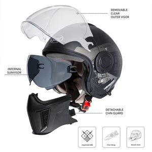 Casque moto modulable rétro, vue de trois quarts - vue 3