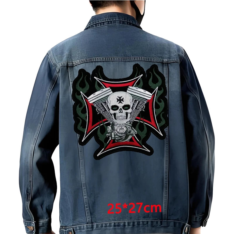 Grand écusson dorsal brodé style biker moto pour blouson - vue 40