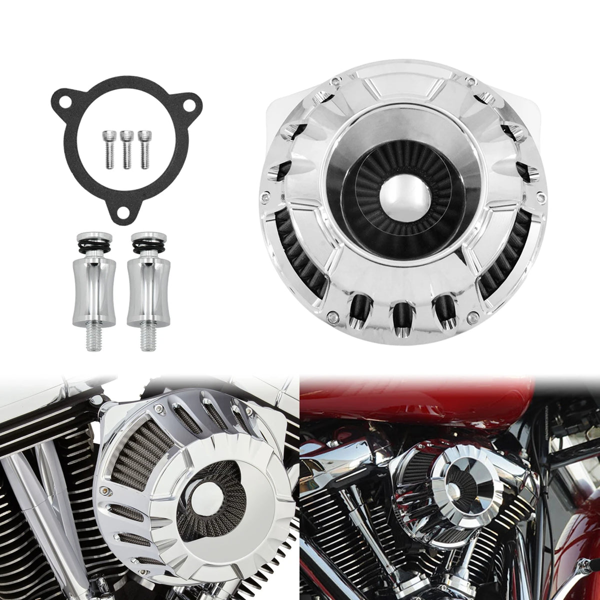 Filtre à air CNC chromé à cornet apparent pour moto Harley-Davidson - vue 23