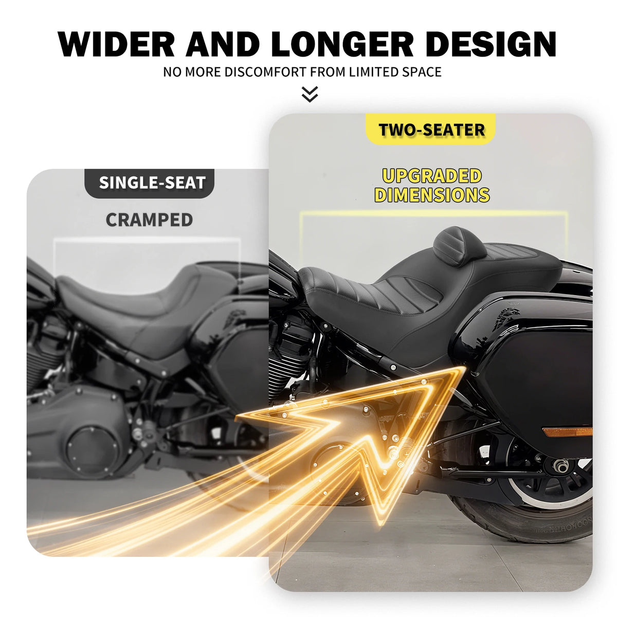 Selle duo noire avec dossier pour Harley-Davidson Softail - vue 5