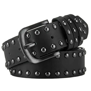 Ceinture noire simili cuir cloutée style punk Y2K - vue 7