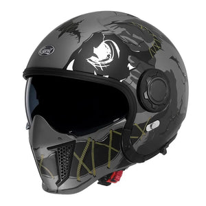 Casque moto modulable rétro double écran, vue de trois quarts - vue 1