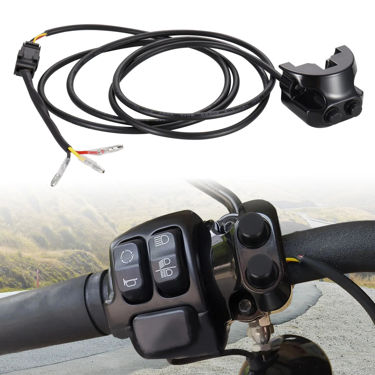 Kit Commutateur de Suspension Pneumatique pour Guidon 1" (Connecteur Deutsch et 3 Fils Couleur) - Harley-Davidson Dyna, V-Rod, Sportster – photo 1/8