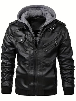 Blouson cuir homme style motard - vue - vue 1