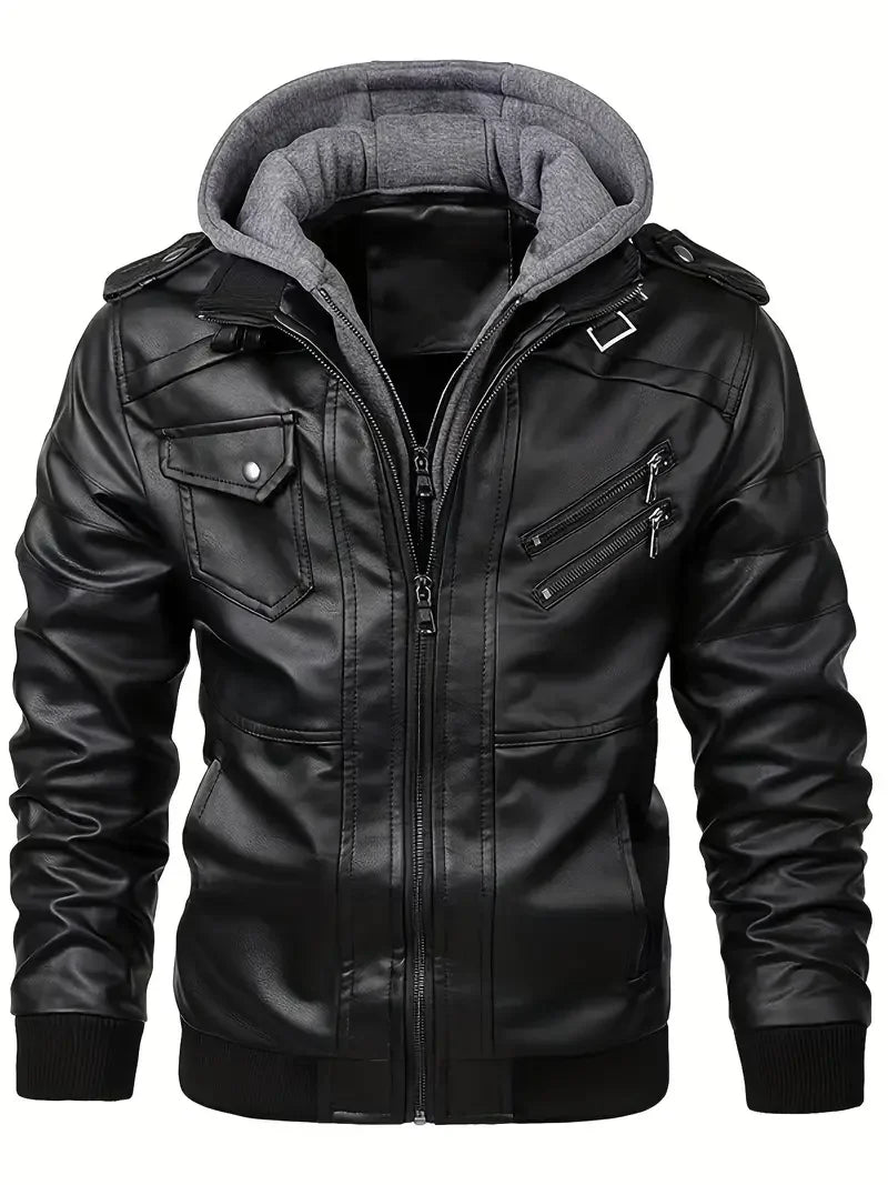 Blouson cuir homme style motard - vue - vue 1