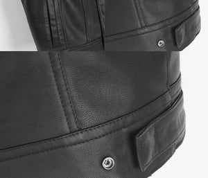 Gilet motard en simili cuir noir sans manches - vue - vue 5