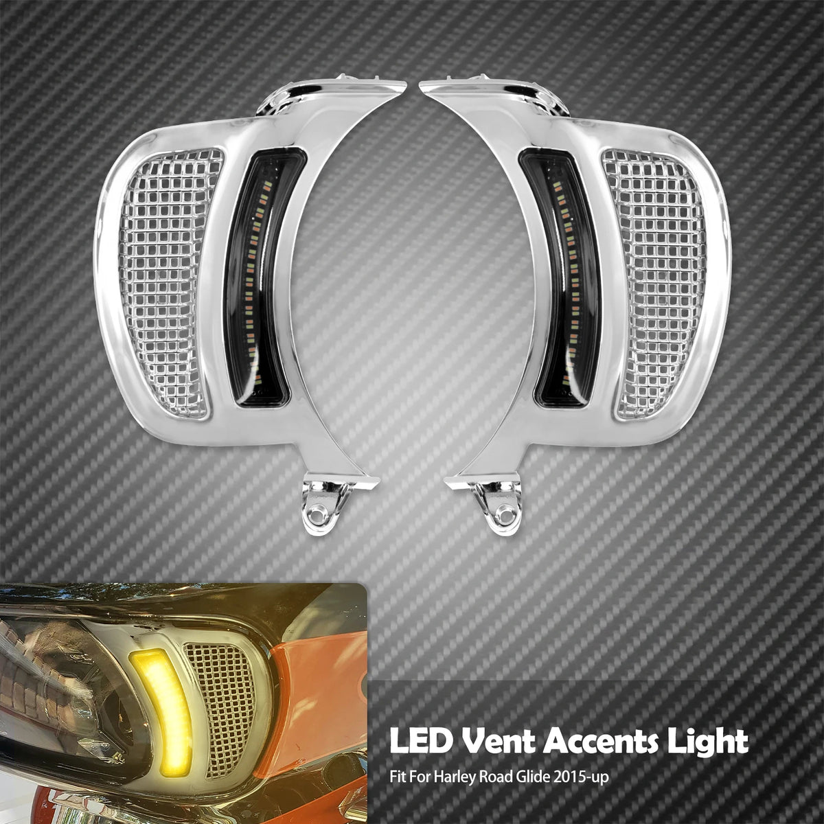 Feux LED d'accent de calandre phare, clignotant/veilleuse - Harley Touring FLTRX Road Glide 2015-2023 – photo 8/10