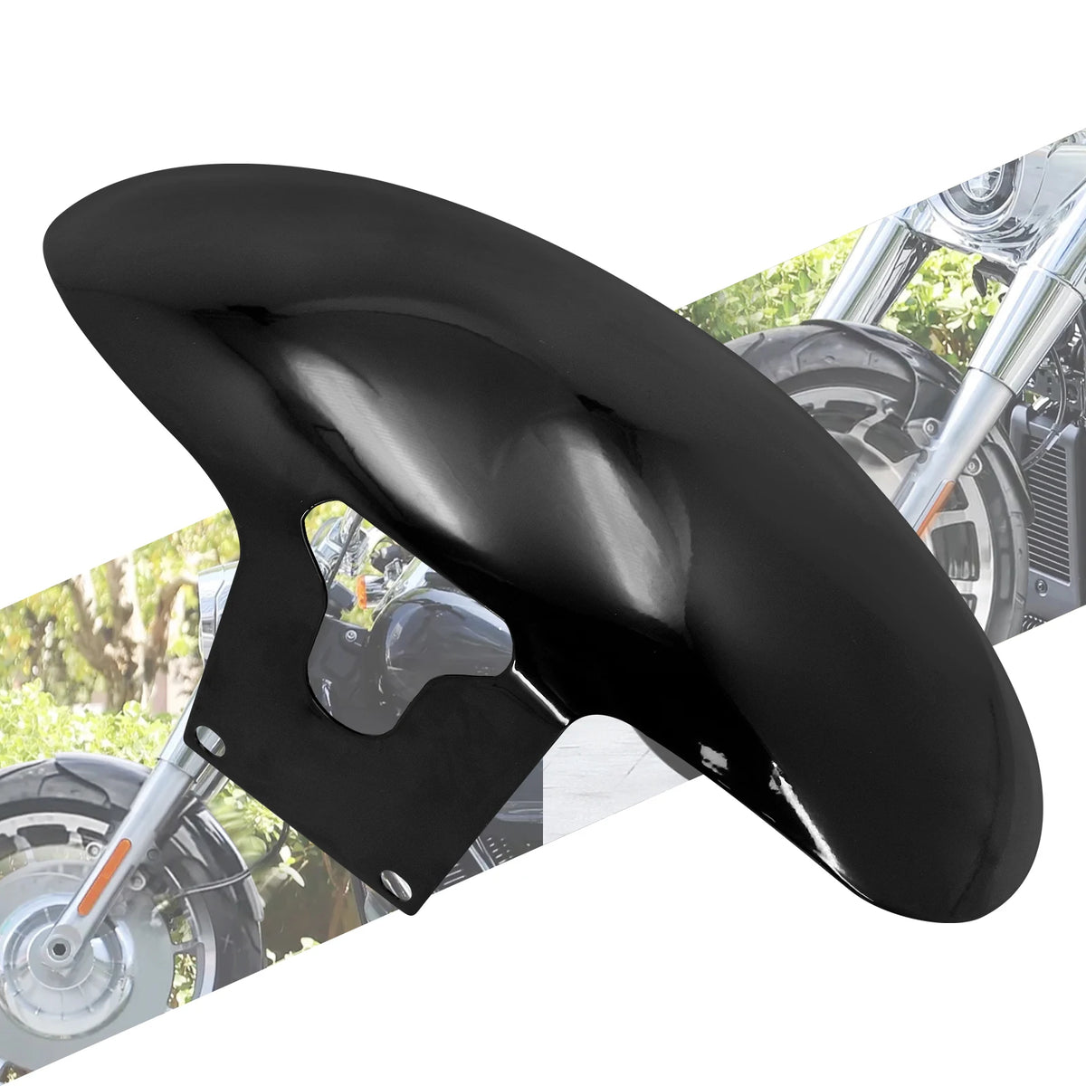 Garde-boue avant en fer noir brillant pour Harley Softail Fat Boy - vue 8