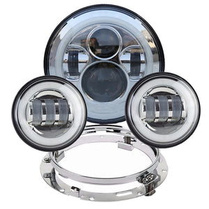 Phare LED 7 pouces avec feux additionnels LED 4,5 pouces pour Harley Touring Electra Glide - vue 1