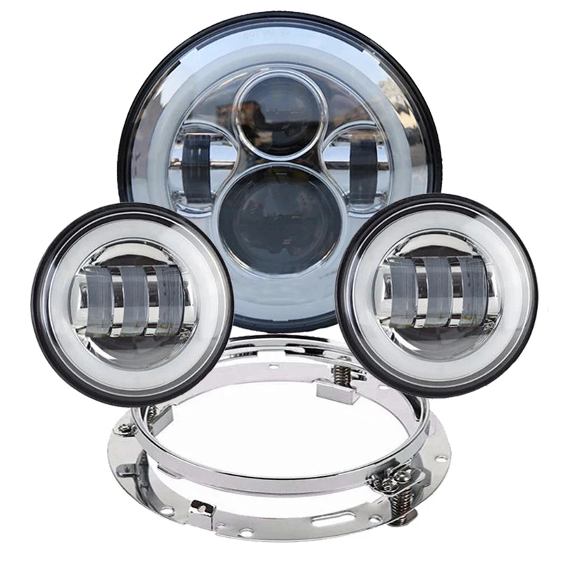 Phare LED 7 pouces avec feux additionnels LED 4,5 pouces pour Harley Touring Electra Glide - vue 1