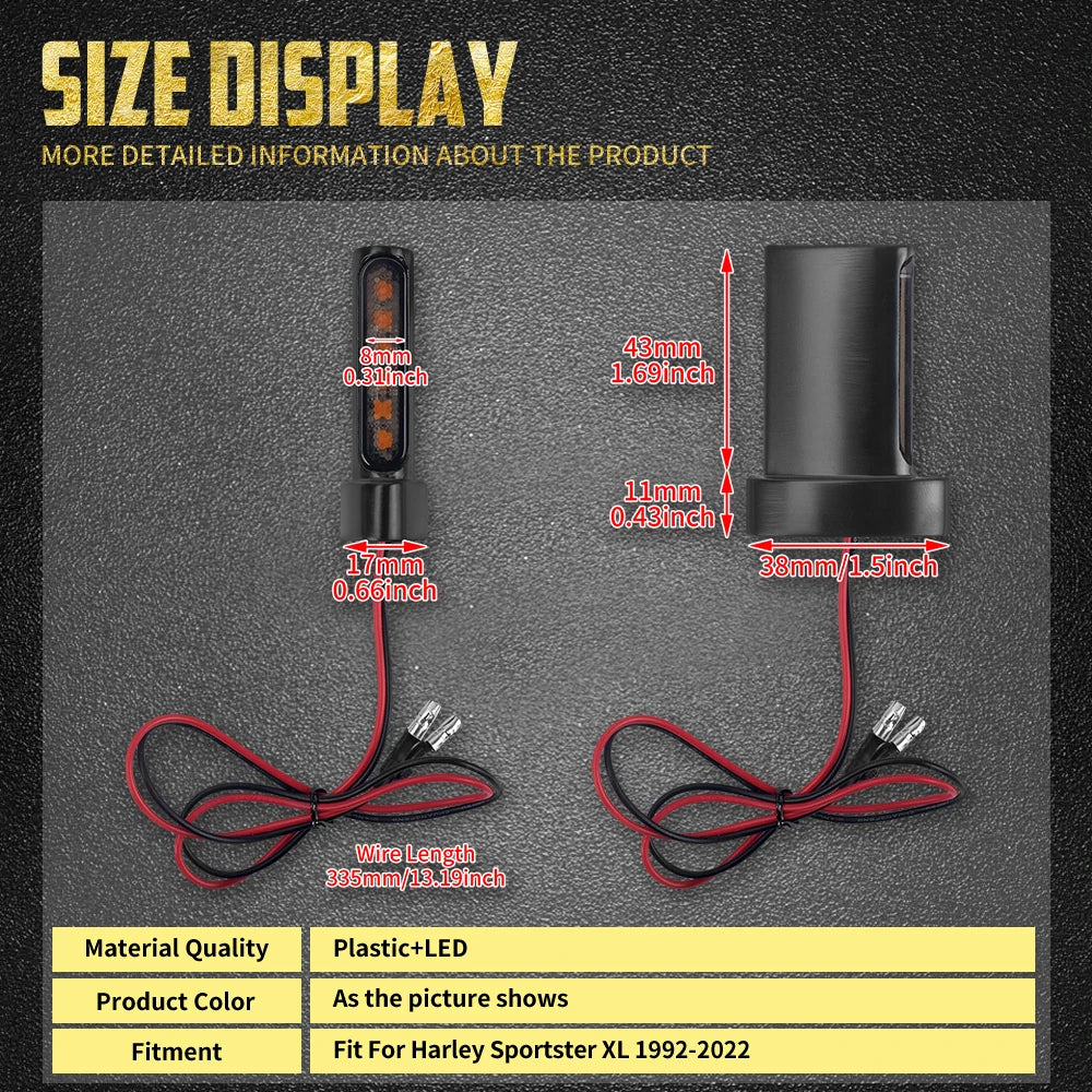 Clignotants arrière LED mini homologués (E Mark) pour Harley-Davidson Sportster XL 883, 1200, Touring, Softail – photo 6/8