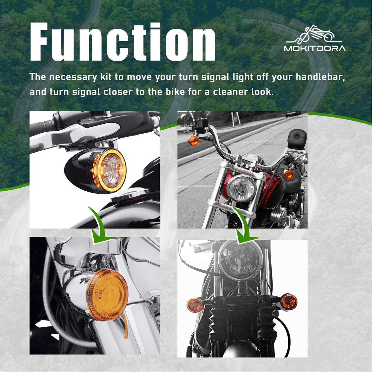 Kit de déport des clignotants avant pour Harley-Davidson Big Twin, FXR, Dyna, Sportster (fourches 39-49mm) – photo 6/7