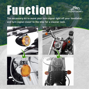 Kit de déport des clignotants avant pour Harley-Davidson Big Twin, FXR, Dyna, Sportster (fourches 39-49mm) – photo 6/7