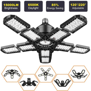 Lampe LED d'atelier à panneaux orientables 7/10+1, culot E26/E27, 150W 6500K – photo 1/9