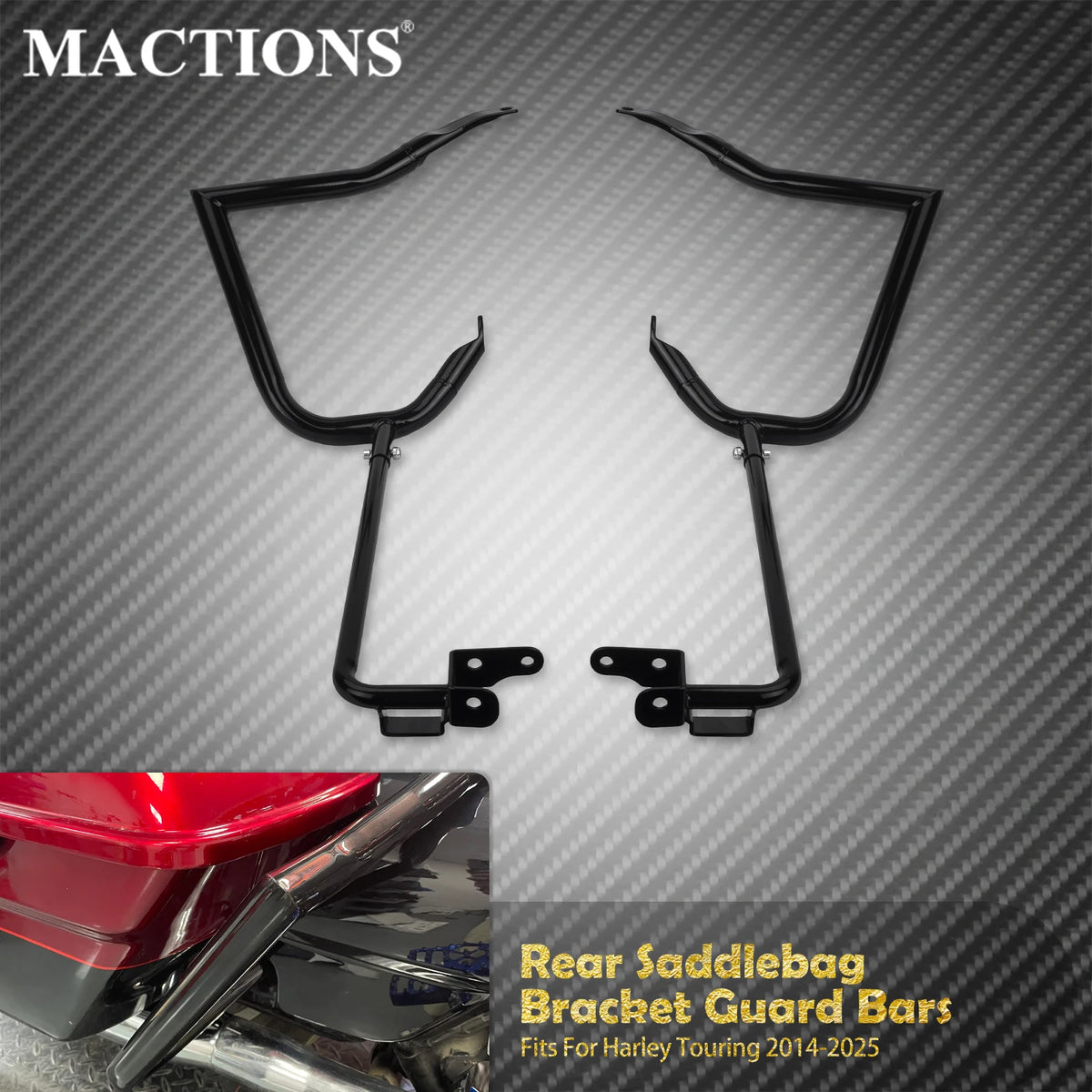 Supports de sacoches avec pare-sacoches arrière aluminium noir - Harley-Davidson Touring 2014-2025