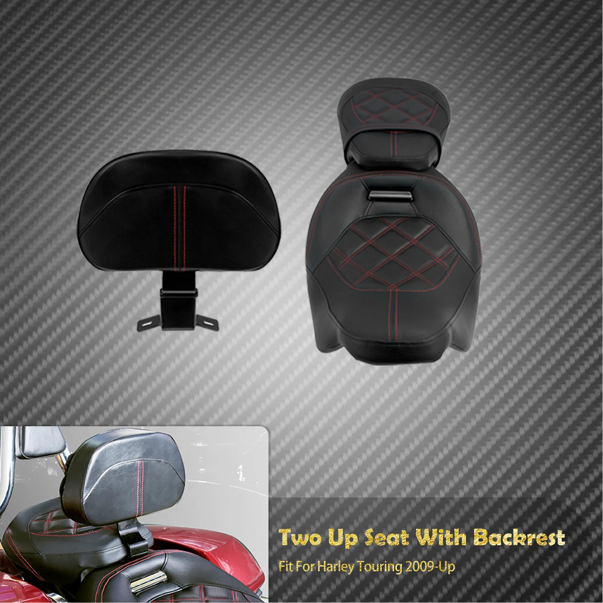 Selle Two-Up Conducteur/Passager avec Dossier Avant - Harley-Davidson Touring 2009 et plus – photo 9/9