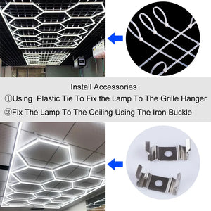 Panneau LED hexagonal nid d'abeille 6500K pour garage, salon de coiffure et atelier – photo 6/36