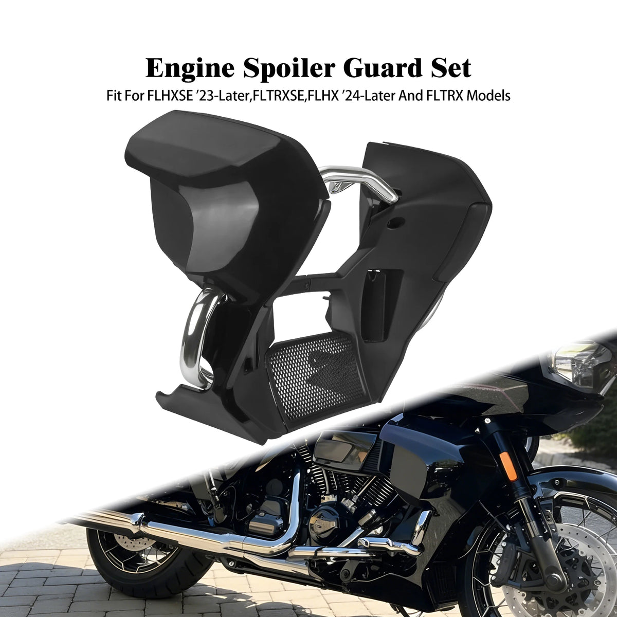 Kit carénages bas chromés et sabot moteur pour Harley-Davidson Touring - vue 1