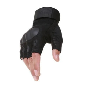Gants tactiques mi-doigts noirs, vue de dessus - vue 8