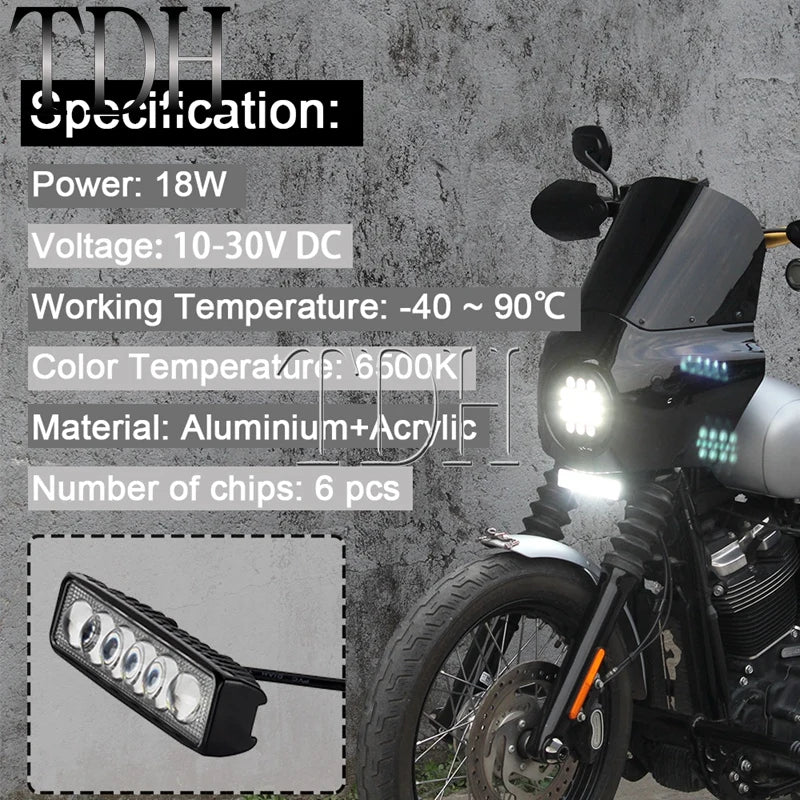 Phare LED 5,75 pouces et barre LED pour Harley Dyna - vue 5