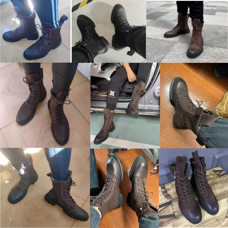 Bottes cuir rétro style motard - vue 4