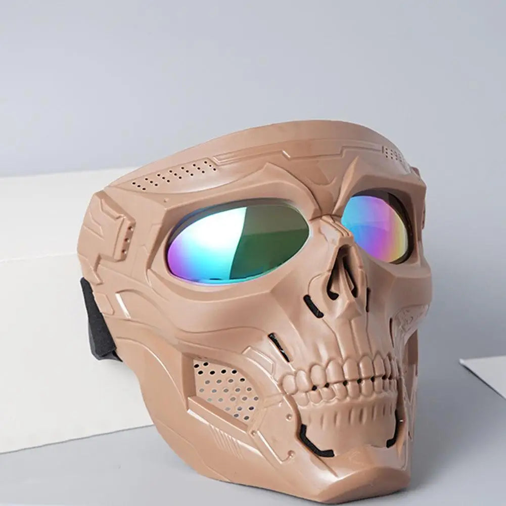 Masque de moto tête de mort rétro noir style biker - vue 5