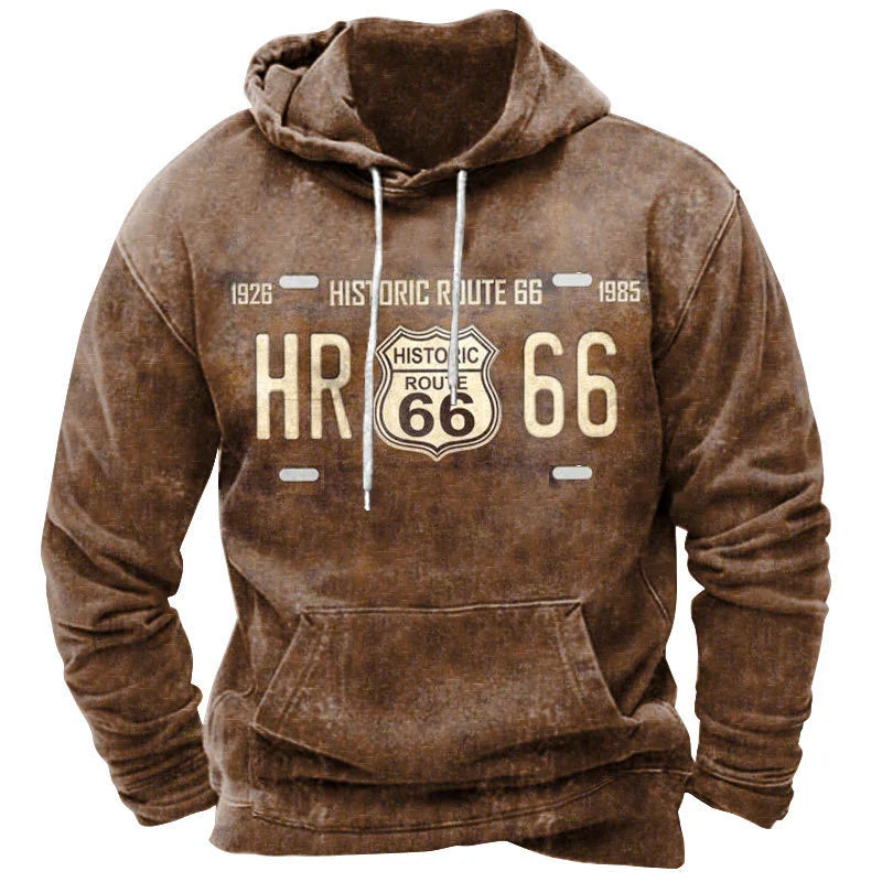 Sweat à Capuche Oversize Homme Imprimé 3D Moto Route 66 - vue 8