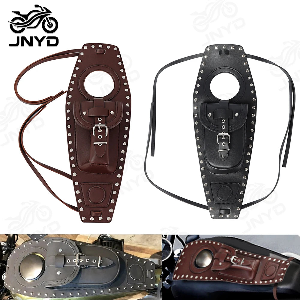 Pochette cache-réservoir cloutée en cuir PU pour Harley Sportster 883/1200 - vue 1
