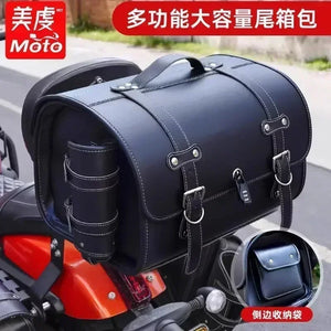 Sacoche arrière rétro noire pour sissy bar de moto - vue 9