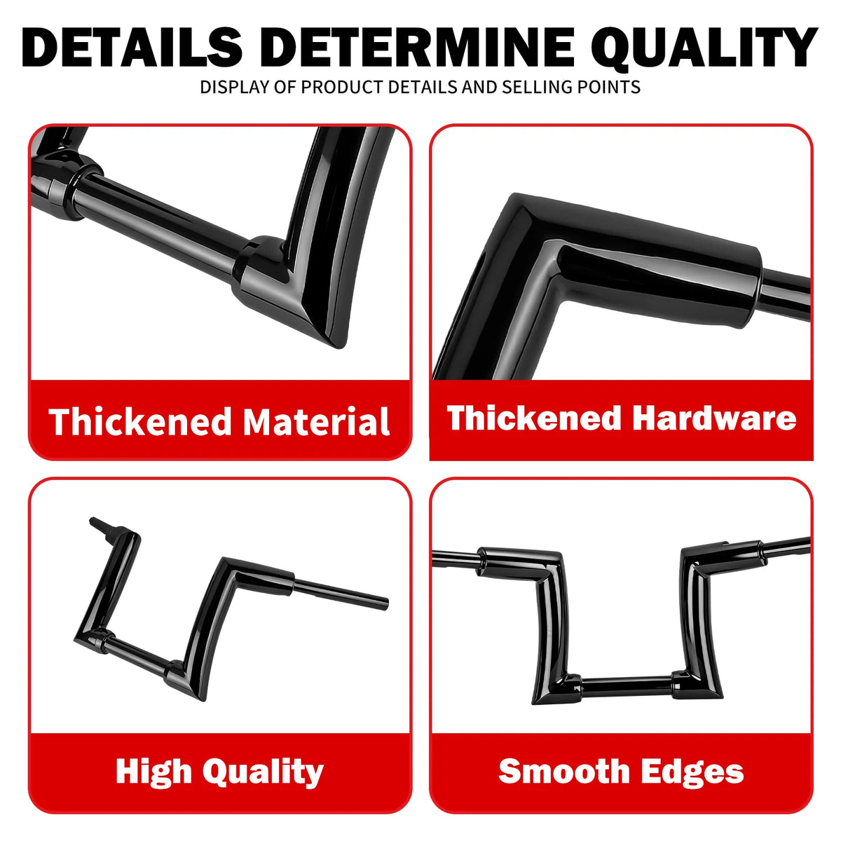 Guidon Ape Hanger 10 pouces noir pour Harley-Davidson - vue 5
