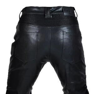 Pantalon Moto Cross Homme Cuir PU Protections CE Genoux Hanches - vue 5