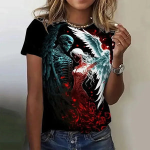 T-shirt Femme Crâne Rose Vintage Oversize - vue 13