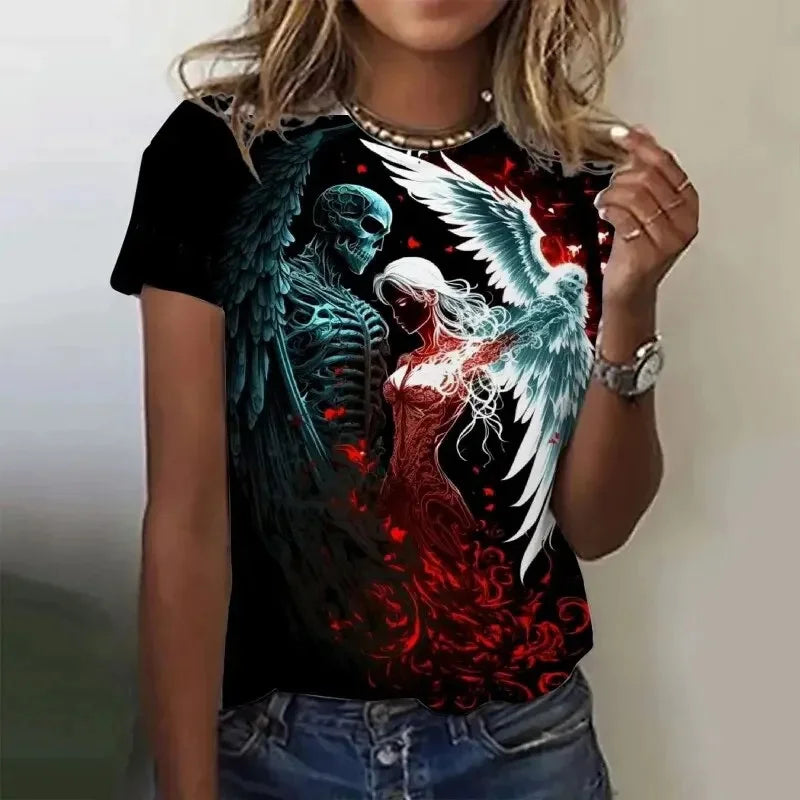 T-shirt Femme Crâne Rose Vintage Oversize - vue 13