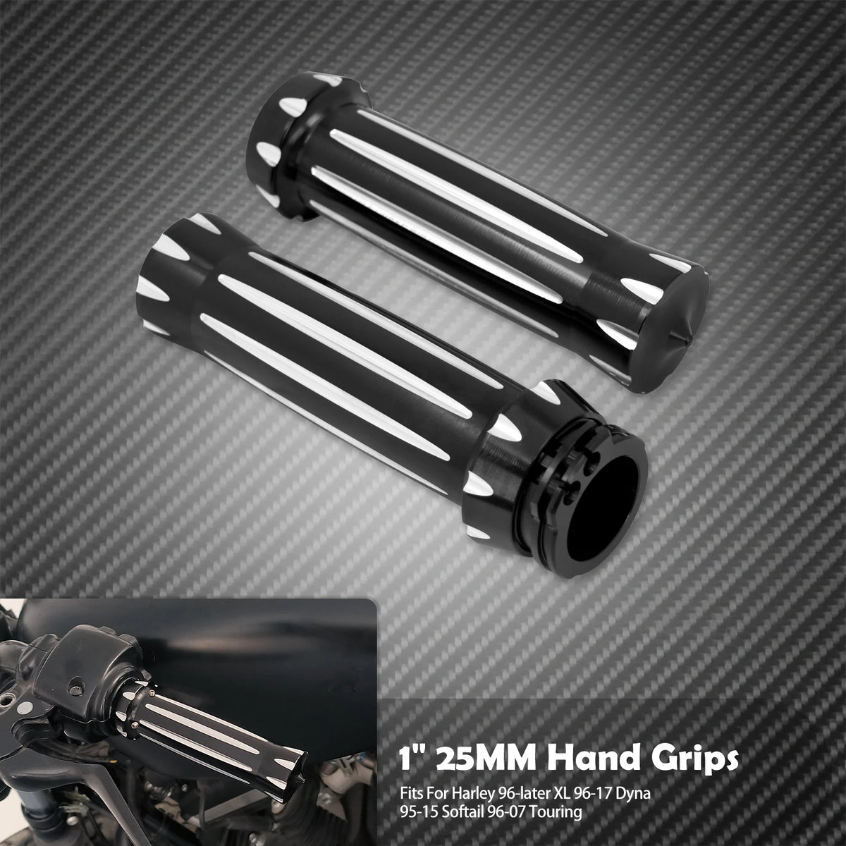 Poignées de Guidon 1" (25mm) - Harley-Davidson Sportster, Dyna, Softail, Touring, V-Rod – photo 7/7