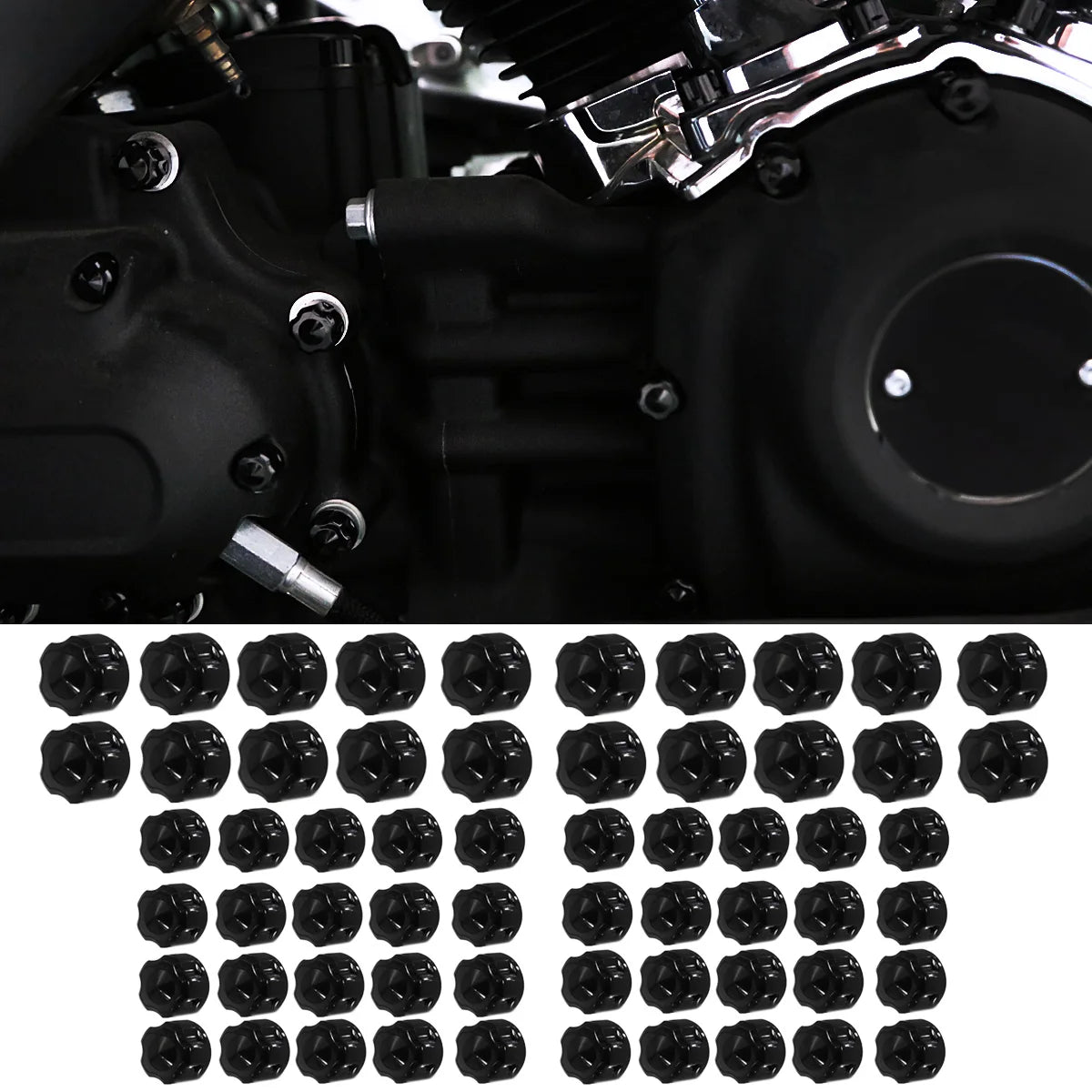 Kit de caches de vis moteur pour Harley Softail et Touring - vue 1