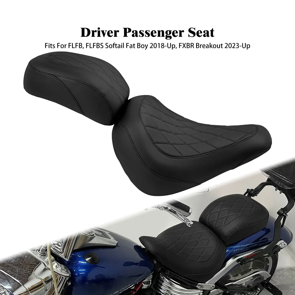 Selle biplace noire pour Harley-Davidson Softail Fat Boy - vue 10