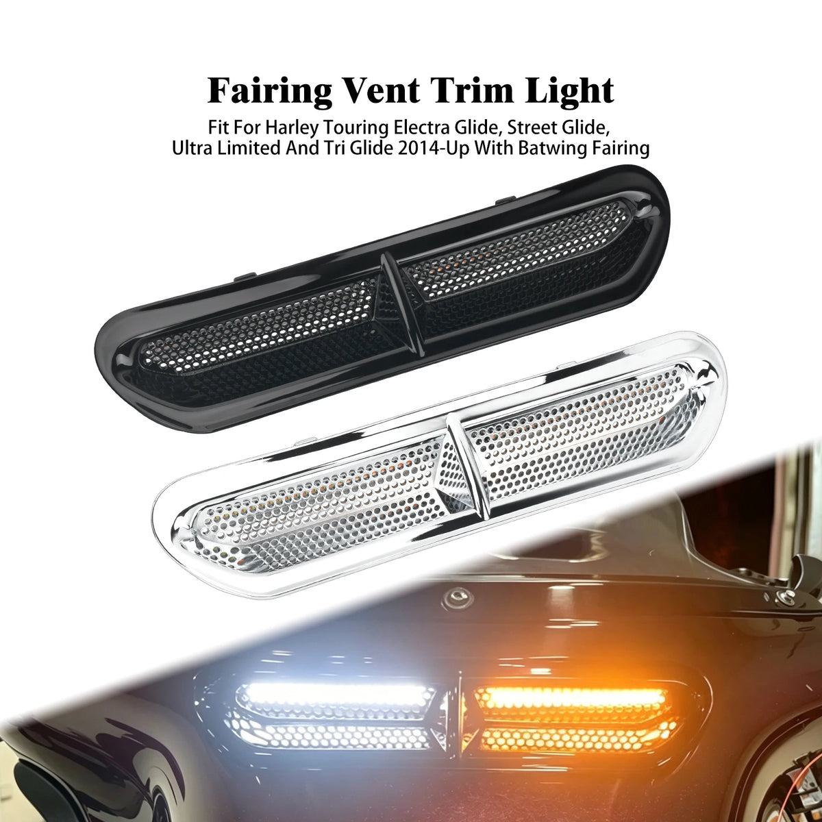 Feu LED de grille de carénage chromé pour Harley-Davidson Touring - vue 1