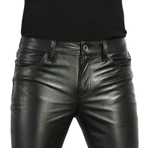 Pantalon en simili cuir noir coupe slim - vue de face - vue 1