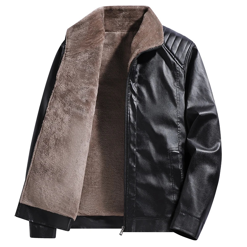 Blouson biker en simili cuir doublé polaire - vue - vue 2
