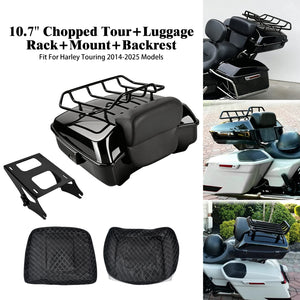 Valise de tourisme tronquée 27 cm avec dossier et porte-bagages pour Harley Touring - vue 1